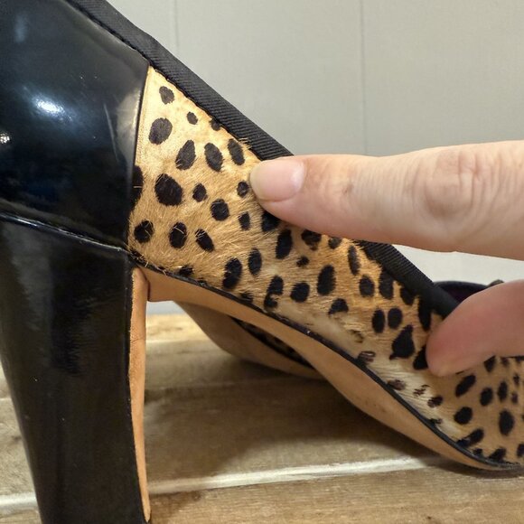 VTG Coach Poppy Black & Tan Cheetah Print Heels Sz 9.5 - Picture 2 of 9